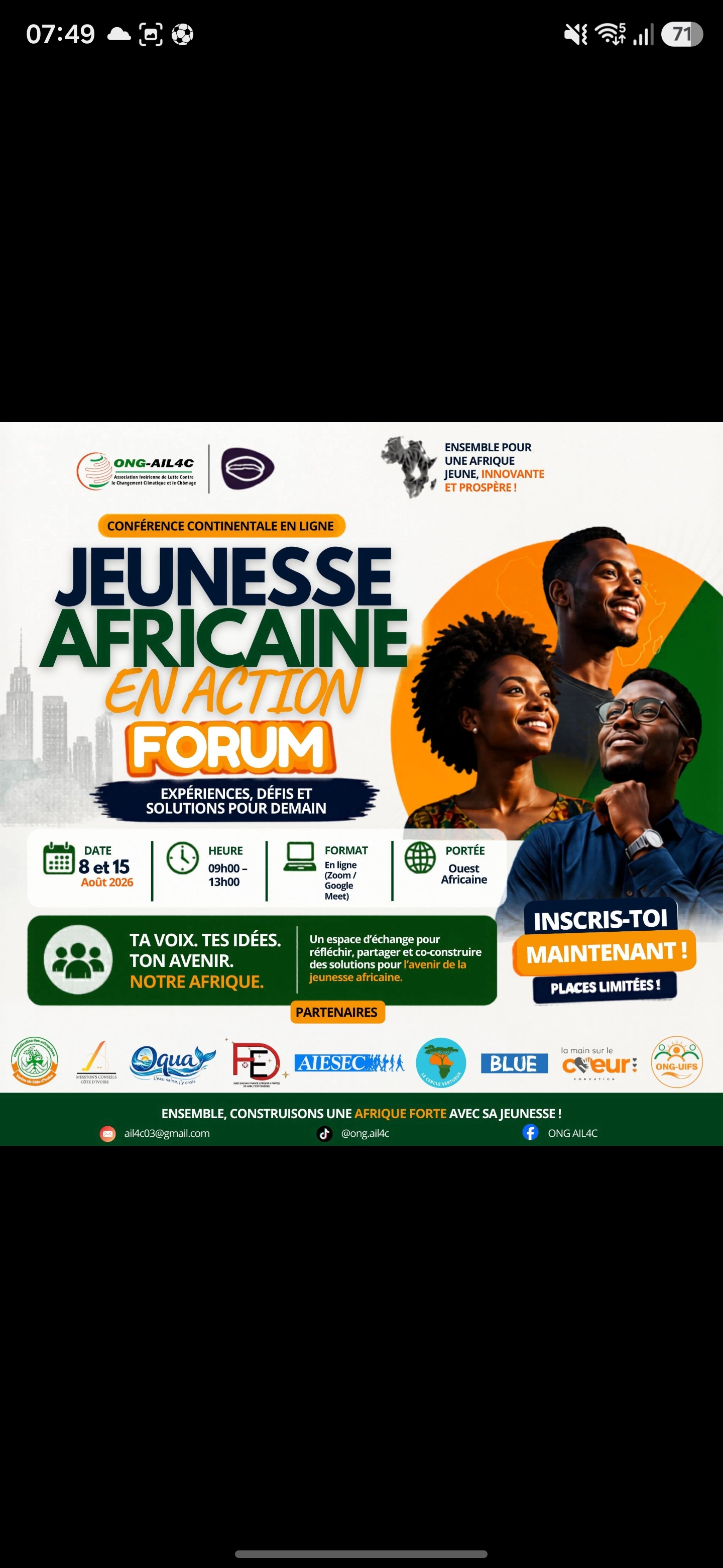 Affiche de l'événement JEUNESSE AFRICAINE EN ACTION – FORUM 2026
